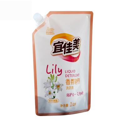 China Hot Sale BIODEGRADABLE Plastic Bag Detergents Plastic Packing Spout Laminated Liquid Wash Rack Up Pouch For Detergent for sale