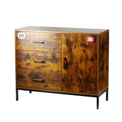 China Mid Century Style AmoyGlong Industrial Storage Cabinet with 1Side Cabinet and 3 Drawer Chest, 1 Adjustable Shelf, Sideboard, End Table Nightstan for sale