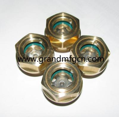 China BSP 3/8 Inch Hexagon Oil Level Brass Sight Glass For Pumps Gear Box Worm Reducers Equal for sale