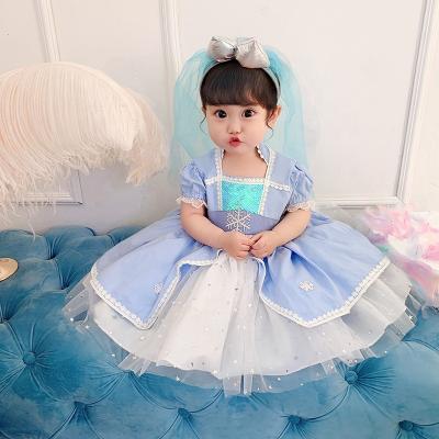 China Newest Anna Baby Girl Floral Dresses Halloween Elsa Princess Toddler Girl Flower Cosplay Party Eco-friendly Soft Material Fancy Dress Costumes for sale