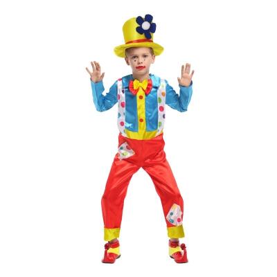 China Luxury Eco-friendly Material Carnival Kids Clown King Child Circus Funny Costume Joker Giggle Clown Costume Mardi Gras Jester Boys Costume Cosplay for sale