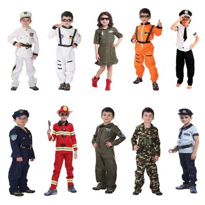 China Eco-friendly Soft Material Eco-friendly Uniform Halloween Astronaut Costume Party Policeman Air Force Soldier Firefighter Dress Up Kids Cosplay Costume for sale