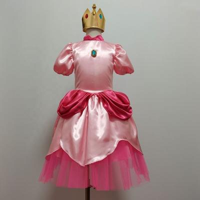 China Eco-friendly Soft Material Carnival Cosplay Babies Party Super Princess Peach Dress Christmas Brother Cartoon Halloween Pink Costumes With Crown for sale