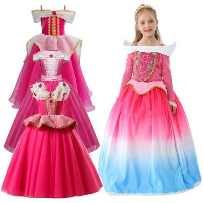 China Eco-friendly Soft Material Kids Princess Girl Dress Up Halloween Carnival Cosplay Party Sleeping Beauty Aurora Fancy Princess Dress Costumes for sale