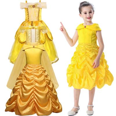 China Christmas Party Kids Ball Gown Cosplay Eco-friendly Soft Material Girls Dress Up Elsa Princess Belle Fancy Dress Halloween Costumes for sale