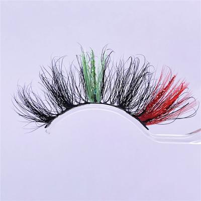 China Real Mink Lashes Wholesale Bulk Light Pink Glitter Lashes Strips Colored Green 3d Mink Eyelash Sellers Vegan Lashes With Glitter for sale