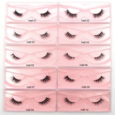 China Very Soft and Crisscross and Straight Strands 10mm Long Crutly Natural Mink Fur Free 100% Handmade Mink Lashes Vendor Natural Halves Fluffy for sale