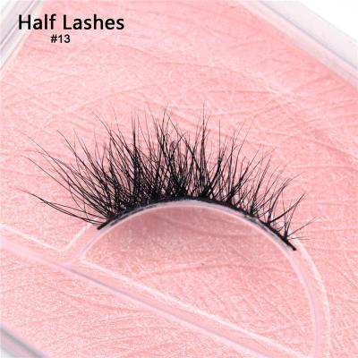 China Very Soft and Crisscross and Straight Half Strands Strip Mink Lashes Luxury Half Mink Lashes Short Corner Strip Lashes Eyelash Wrapper for sale