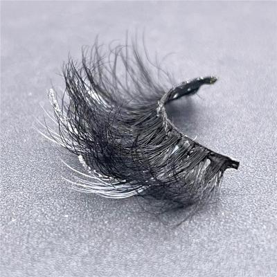 China Real Mink Lashes Dramatic Glitter Colored Strands Style Deep Loop Volume Real Mink Band Lashes Party Glitter Lashes for sale