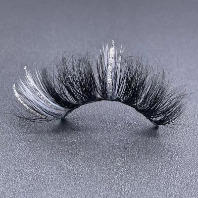 China Real mink lashes two tonecolored glitter 2022 new popular 3d 6d strip 25mm colored mink eyelashes color eyelashes for sale