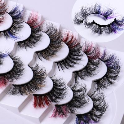 China Real Mink Lashes Colored False Eyelashes Mink Eyelashes Color Mink Lashes Natrual Tapered Fluffy Makeup Lashes for sale