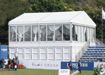 China Sport Racing Event Double Decker Tent Two Story Tent Transparent PVC Window for sale