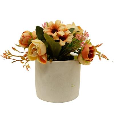 China PE Artificial flowers in modern concrete pot modern home decor Faux potted Greenery for sale