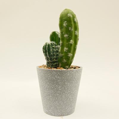 China PE Artificial Succulent Plants In Concrete Modern Home Decor Faux Metal Frame Potted Greenery for sale