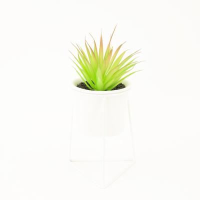 China Minimalist Artificial Succulent Plants In Concrete Modern Home Decor Faux Metal Frame Potted Greenery for sale