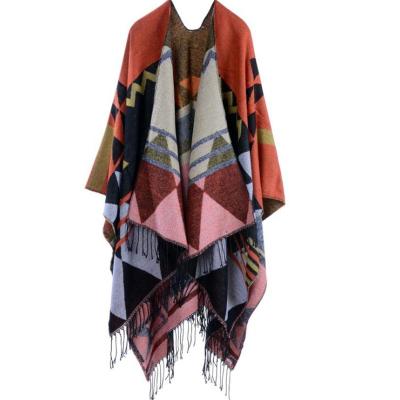 China 2021 fashion women's national style split scarves and thick shawls for sale