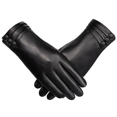 China Plain Mens Leather Gloves Fashion Black Wool Liner Touch Screen Mens Leather Gloves Wholesale for sale