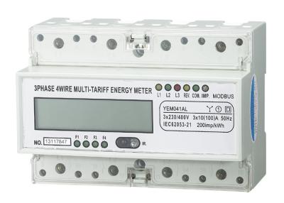 China Light Weight Three Phase Energy Meter Accuracy 1.0  PC 35mm Din Rail For Home for sale