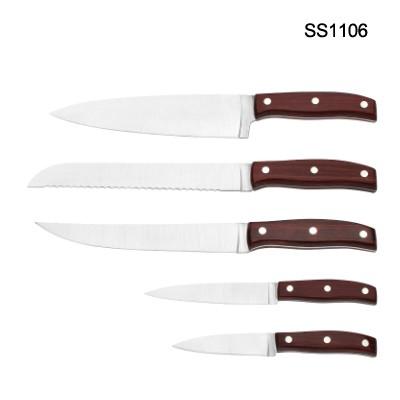 China Homesen Stainless Steel Blade Knife Set With Wood Stand 3