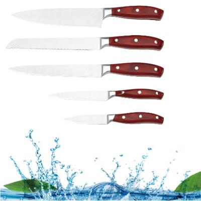 China Durable Kitchen Knife Homesen Free Sample Stainless Steel Blade Knife Set With Wood Handle for sale