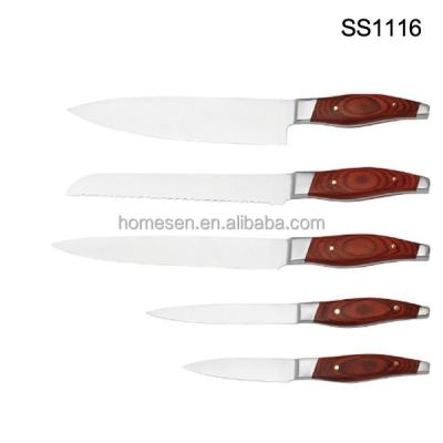 China Durable Kitchen Knife Homesen Free Sample Knife Blade Stainless Steel Sharp Knife With Wood Handle for sale