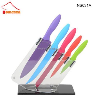 China New Design 6pcs Knife Block Disposable Nonstick Coating Set,Kitchen Knife Block Set for sale