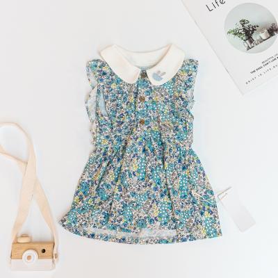 China New summer breathable style sleeveless casual outfits for girls kids cotton cartoon vest skirt for sale