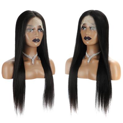 China Forcuteu Silky Straight Wave 24 Inch Adjustable Natural Color Cuticle Aligned Long Bone Raw Virgin HD Straight Lace Frontal Indian Hair Wig for sale