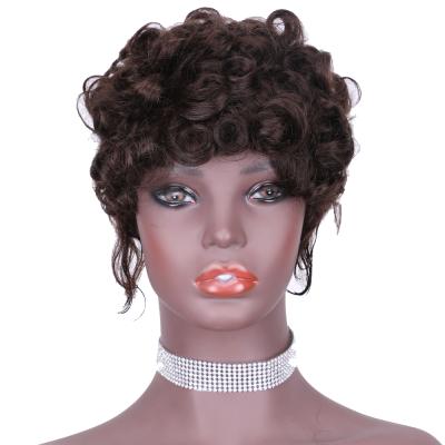 China Forcuteu Raw Cuticle Short Curly Kinky Curly Wave Wig Aligned Virgin Brazilian Color Woman Lace Up Non Lace Machine Made Hair Wig for sale