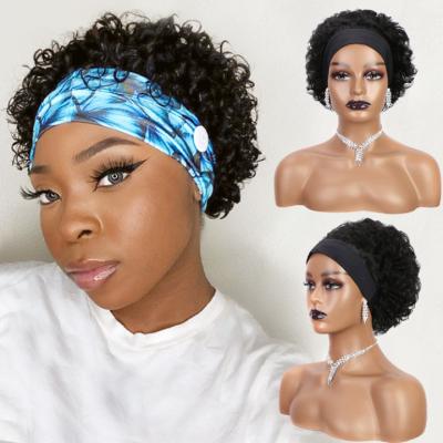 China Forcuteu Curly Curly Wholesaler Peruvian Black Woman Line Virgin Indian Brazilian Short Afro Kinky Curly Hair Band Wig for sale