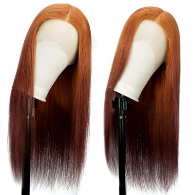 China Forcuteu Cheap Silky Straight Natural Bone Wave Cuticle Aligned Lace Front Raw Long Ombre Orange Brown Remy Virgin Human Hair Wig for sale