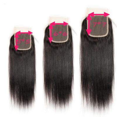 China Straight Free Parting 130% Density Virgin Hair Unprocessed Lace Closure With Baby Hair for sale