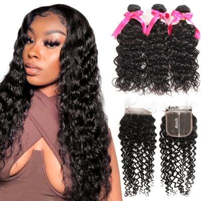 China Curl Customization 100% Unprocessed Virgin Water Wave Mink Human Hair Bundle With Unprocessed Lace Closures for sale