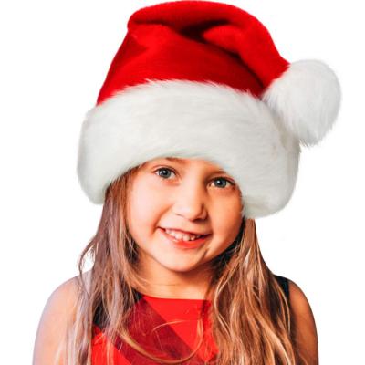 China Red Velvet Adult And Kids Christmas Fluffy Funny Led Hats With Lights for sale