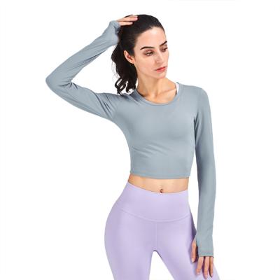 China Breathable 2 Piece Women Yoga Clothes Long Sleeves T-Shirt for sale