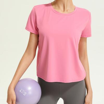 China Women's Running Moisture Wicking Performance Top Tee Breathable Stretch Sports Tee Basics Crewneck T-shirts for sale