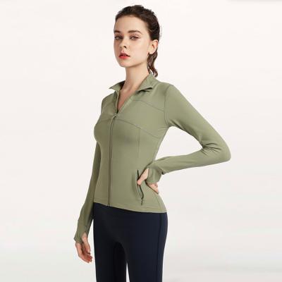 China Breathable Ladies Running Waterproof Women Zip Up Yoga Long Sleeve Jacket for sale