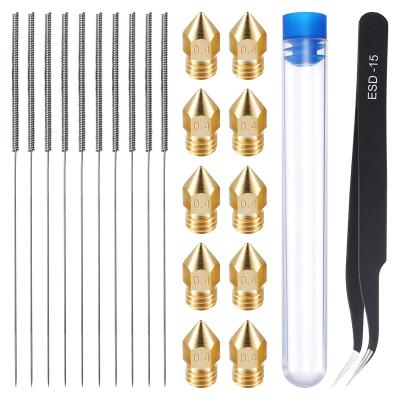 China 3D Printers 21 Pieces 3D Printer Nozzle And Cleaning Kit 0.4 Mm Mk8 Nozzle Needles And Tool 0.4 Mm Tweezers Kit Stainless Steel No 1 Pack for sale