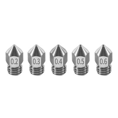 China 3D printers MK8 nozzle 0.2 0.3 0.4 0.5 0.6mm nozzle M6 threaded stainless steel for 1.75mm filament for creality CR-10 ender-3 printer for sale