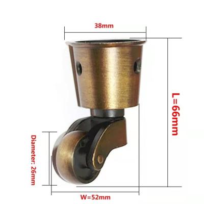 China Modern Zinc Alloy Antique Furniture Casters Stainless Steel Round Cup Wheels Furniture Sofa Casters for sale