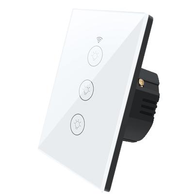 China Multi-Purpose Standard Intelligent Voice Control Light Touch 3gang Wall Life USA Tuya WiFi Single Fire Switch for sale