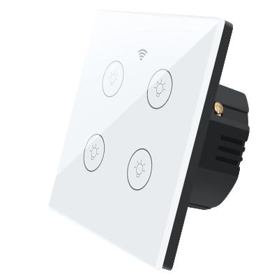 China EU Tuya Wall Life Multi-Purpose Light Touch 4gang Switch Simple Voice Control Smart Light Switch EU Tuya WiFi Single Fire Switch for sale