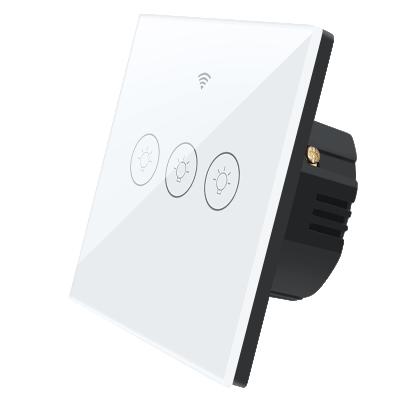 China Multipurpose UK Standard Smart Voice Control Light Touch 3gang Wall Life EU Tuya WiFi Single Fire Switch for sale