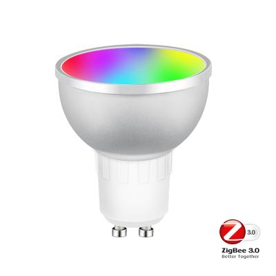 China Tuya Voice Control Dimmable RGBW 5W LED Light Bulb Zigbee3.0 Wifi GU10 Residential Aluminum Smart Light Bulb for sale