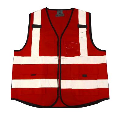 China CE EN20471 Custom Red Mesh Class 2 Water Proof Logo High Visibility Warning Reflective Vest Safety for sale