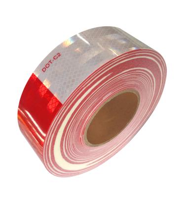 China DOT C2 Mocro Red and White Self Adhesive Prism Safety Tape Printable Reflective Tape for Truck for sale