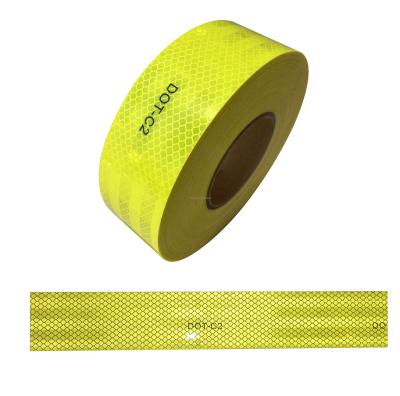 China Printable Micro Prismatic Fluorescent Lime DOT C2 Yellow Green Reflective Tape For Truck for sale