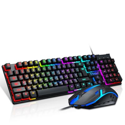 China Wireless Gaming Keyboard And USB Wired Mouse Pad Rainbow Gaming Mechanical Keyboard Set Combo for sale