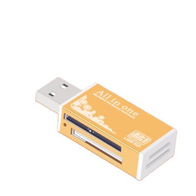 China Hot Selling 4 in 1 Multi Function USB 2.0 Memory Card Reader Mini Shape High Speed ​​Card Reader Adapte For M2 SD DV TF Card HTD02 for sale