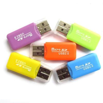 China Hot Selling 4 in 1 Multi Function USB 2.0 Memory Card Reader Mini Shape High Speed ​​Card Reader Adapte For M2 SD DV TF Card HTD03 for sale